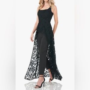 KAY UNGER Black Lace Maxi Jumpsuit NEW Size 6